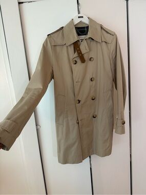 Sandro Men’s Double-Breasted Beige Trench Coat